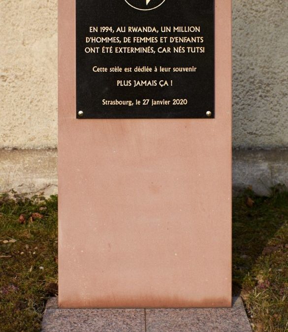 Inauguration d’une stèle commémorative en hommage aux victimes du génocide des Tutsi à Strasbourg, ce 27 janvier 2020